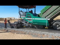 Siming Technology's non-contact ultrasonic balance beam is paired with a VOGELE asphalt paver for op